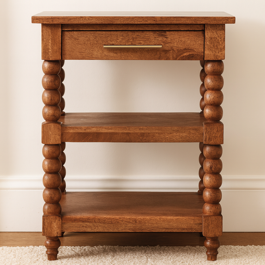Savannah Spindle 1 Drawer 2 Shelf Side Table