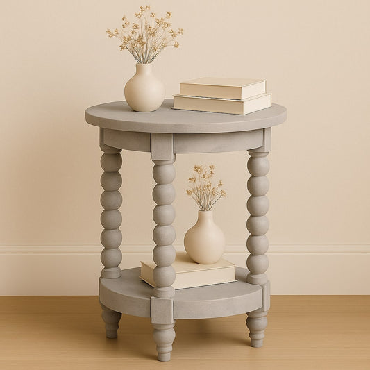 Savannah Spindle Washed 2 Tier Round End Table