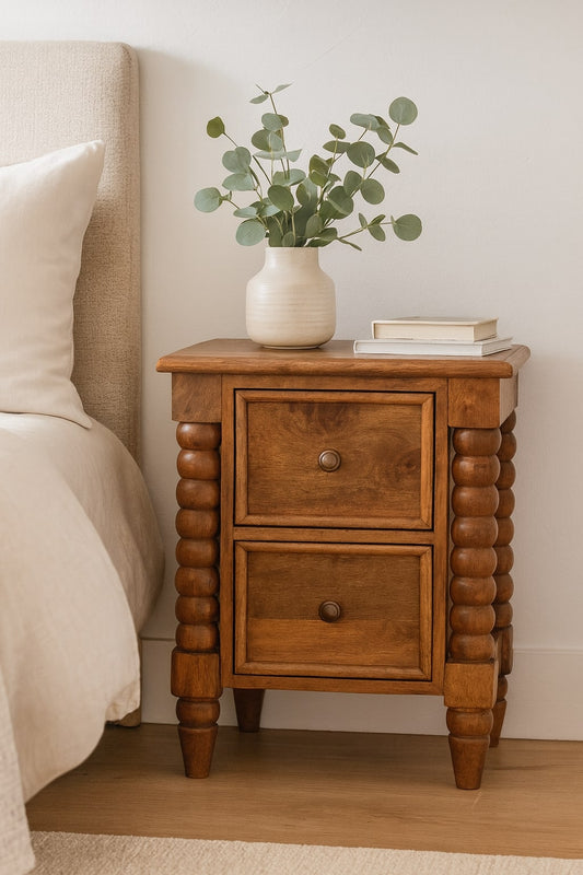 Savannah Spindle Amber Oak 2 Drawer Nightstand
