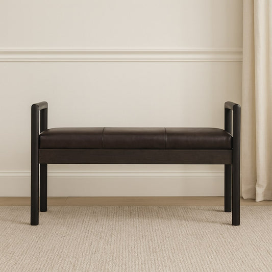 Sutton Buffalo Leather Gridline Accent Bench