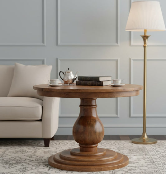 Kennebunk Teak Round Pedestal Dining Table