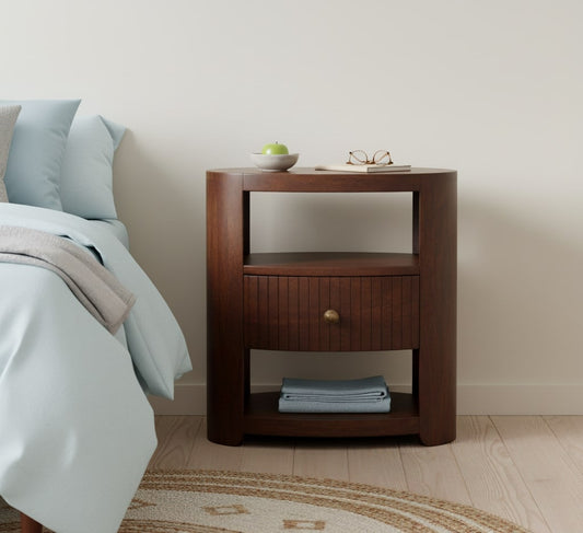 Highland Winewood Oak Fluted 1 Drawer Table