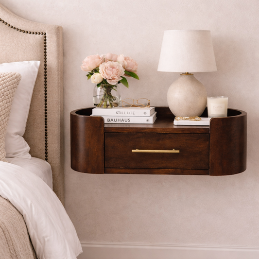 Sonora Mocha Wood Floating 1 Drawer Nightstand