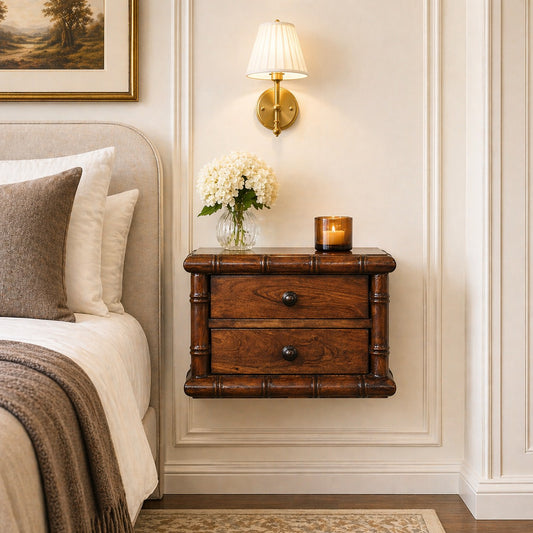 Key West Bamboo Wall Mount 2 Drawer Nightstand