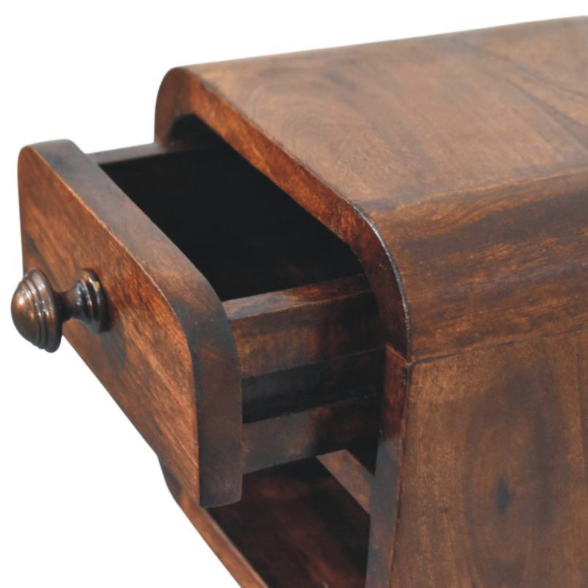 Big Sur Walnut Curved 1 Drawer Nightstand
