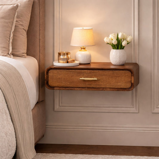 Big Sur Amber Oak Curved 1 Drawer Stand