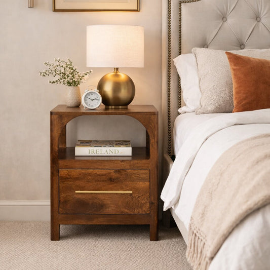 Arched Chestnut 1 Drawer Nightstand