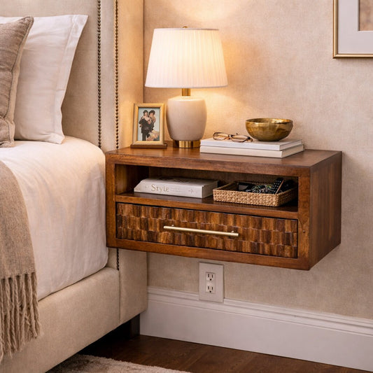 Santa Fe Carved Chestnut 1 Drawer Nightstand