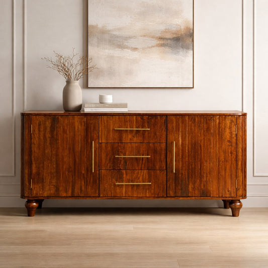 Highland Chestnut Curved 3 Drawer Sideboard
