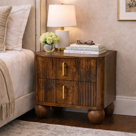 Highland Chestnut Curved Bedside Table