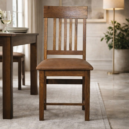Sutton Buffalo Leather Slatted Dining Chair