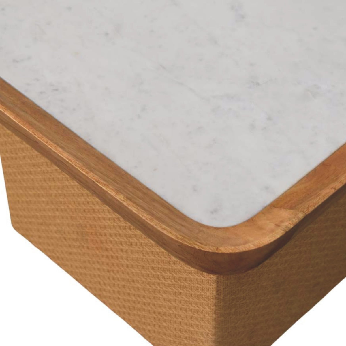 Beacon Oak Marble Top Woven Chatai Coffee Table