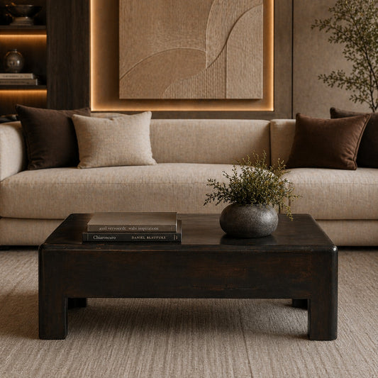 Mocha Solid Timber Low Block Coffee Table