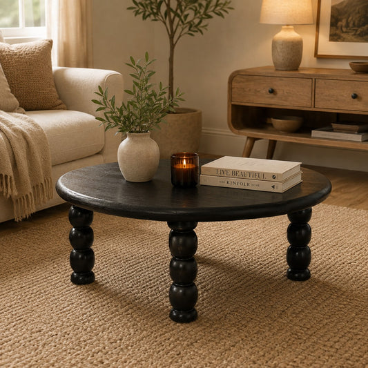 Savannah Spindle Carbon Ash Round Coffee Table