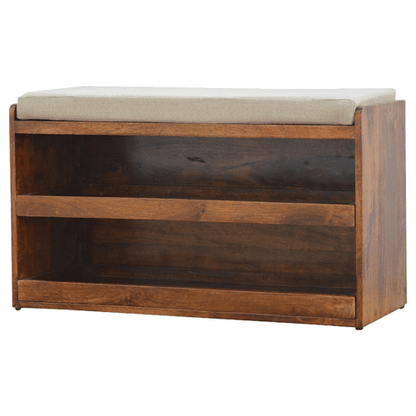 Nordic Linen Upholstered Timber Shoe Bench