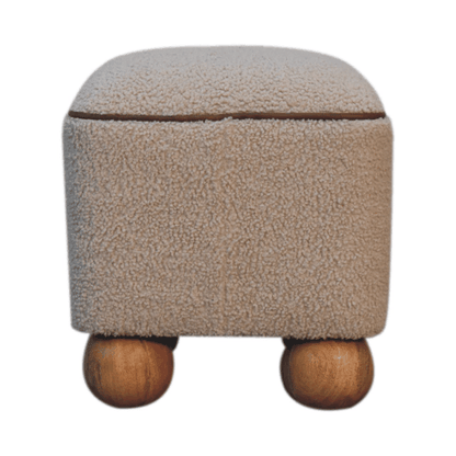 Bouclé Montauk Square Ottoman With Ball Feet