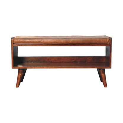 Sutton Buffalo Leather Padded Wood Bench
