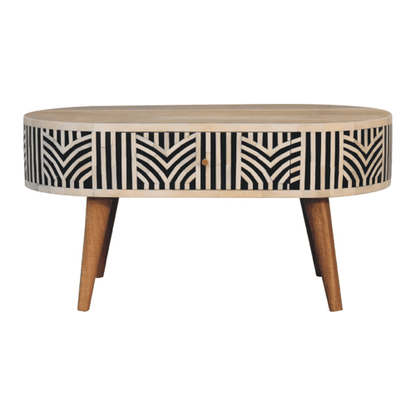 Marfa Oak Bone Inlay Storage Coffee Table