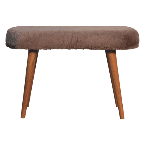 Nordic Mocha Faux Fur Upholstered Bench