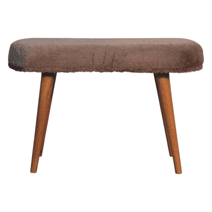 Nordic Mocha Faux Fur Upholstered Bench