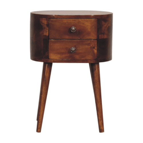 Small Chestnut Rounded 2 Drawer Nightstand