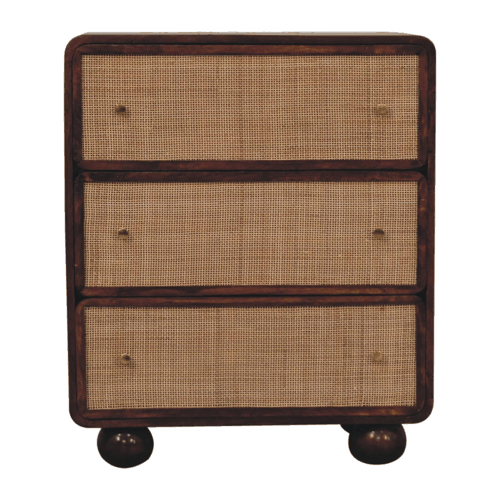 Malibu Rattan Woven 3 Drawer Wood Chest