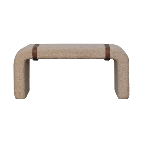 Bouclé Montauk Curved Leather Strap Bench