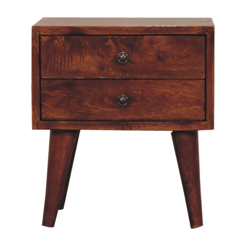 Small Chestnut Modern 2 Drawer Nightstand