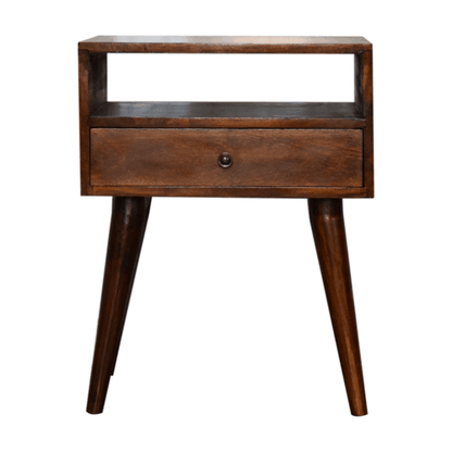 Small Chestnut 1 Drawer Modern Nightstand