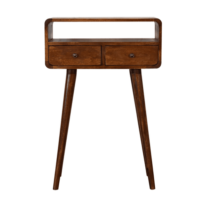 Small Chestnut Curved 2 Drawer Console Table