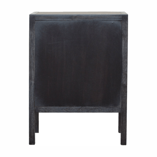 Black Ash Faux Leather 3 Drawer Nightstand