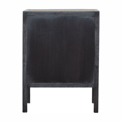 Black Ash Faux Leather 3 Drawer Nightstand