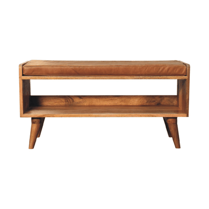 Sutton Buffalo Leather Tan Upholstered Bench