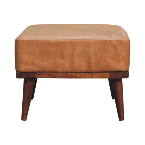 Sutton Buffalo Leather Tan Footstool