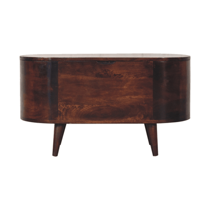 Warm Walnut Curved Lift Top Storage Trunk
