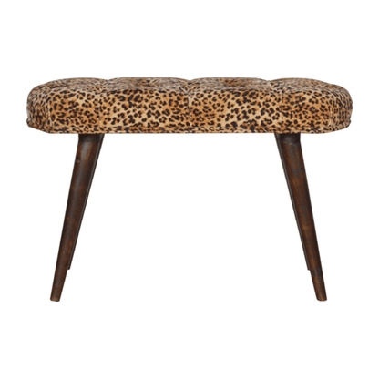 Leona Print Velvet Deep Button Tufted Bench