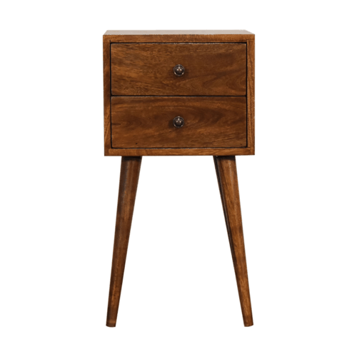 Small Chestnut 2 Drawer Nordic Nightstand