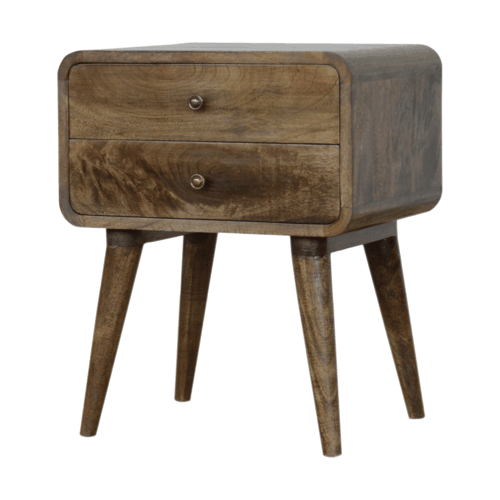 Big Sur Curved Grey 2 Drawer Nightstand