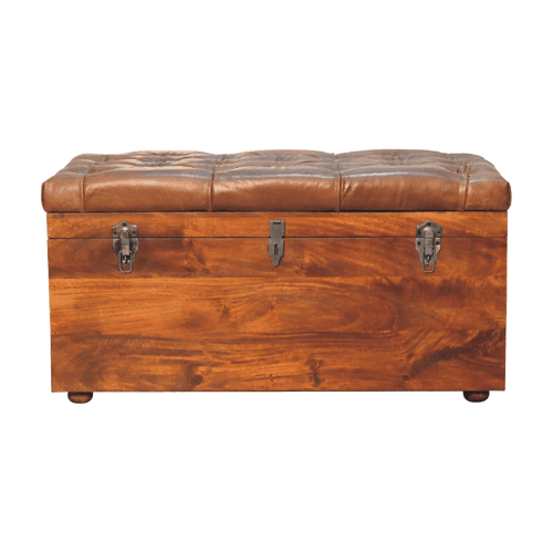 Sutton Buffalo Leather Chestnut Storage Trunk