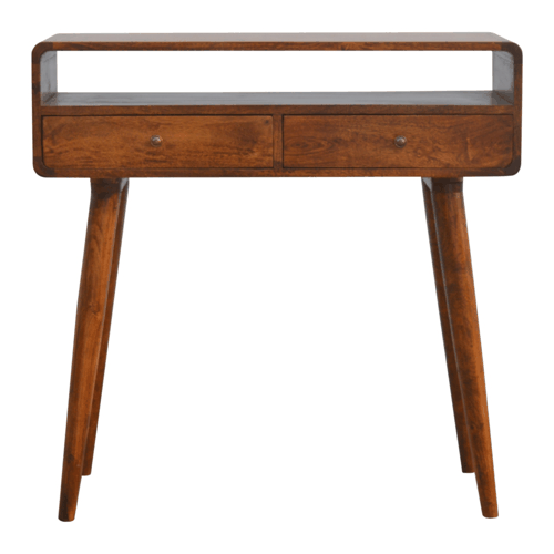Nashville Curved Chestnut 2-Drawer Console