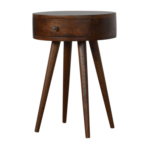 Nordic Chestnut Circular 1 Drawer Nightstand