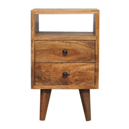 Small Oak Wood Classic 2 Drawer Nightstand