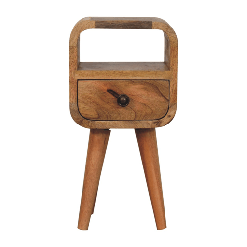 Extra Small Oak-ish Curved Nordic Nightstand