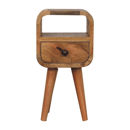 Extra Small Oak-ish Curved Nordic Nightstand