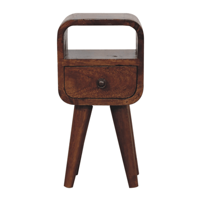 Extra Small Chestnut Curved Nordic Nightstand