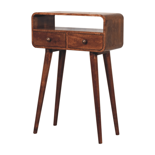 Small Honey Caramel Curved 2 Drawer Console