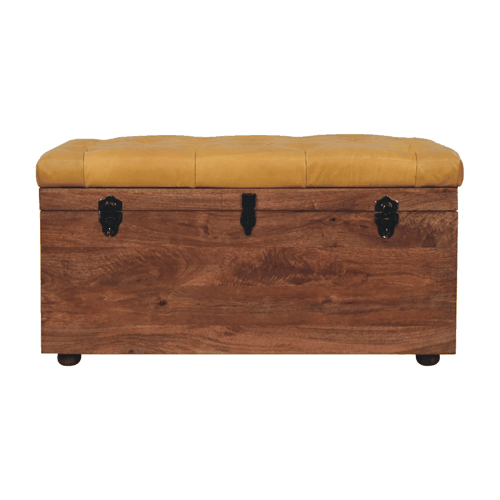 Sutton Buffalo Leather Honey Caramel Storage Trunk