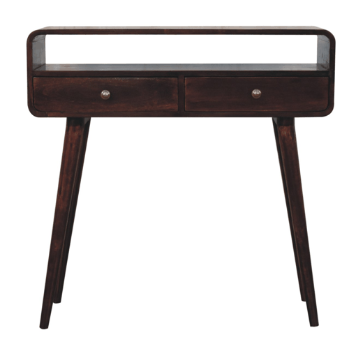 Nashville Curved Walnut 2-Drawer Console