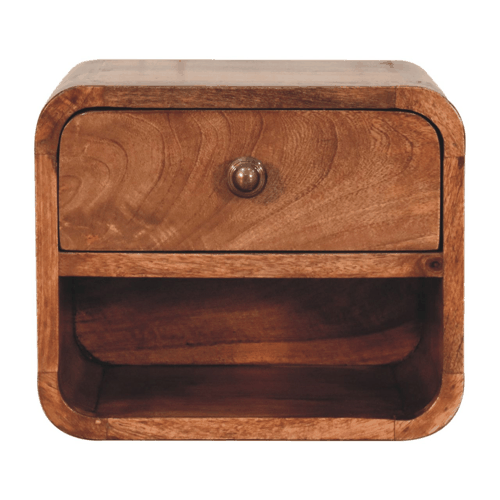 Small Honey Caramel Floating Wall Nightstand