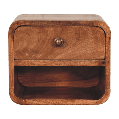 Small Honey Caramel Floating Wall Nightstand